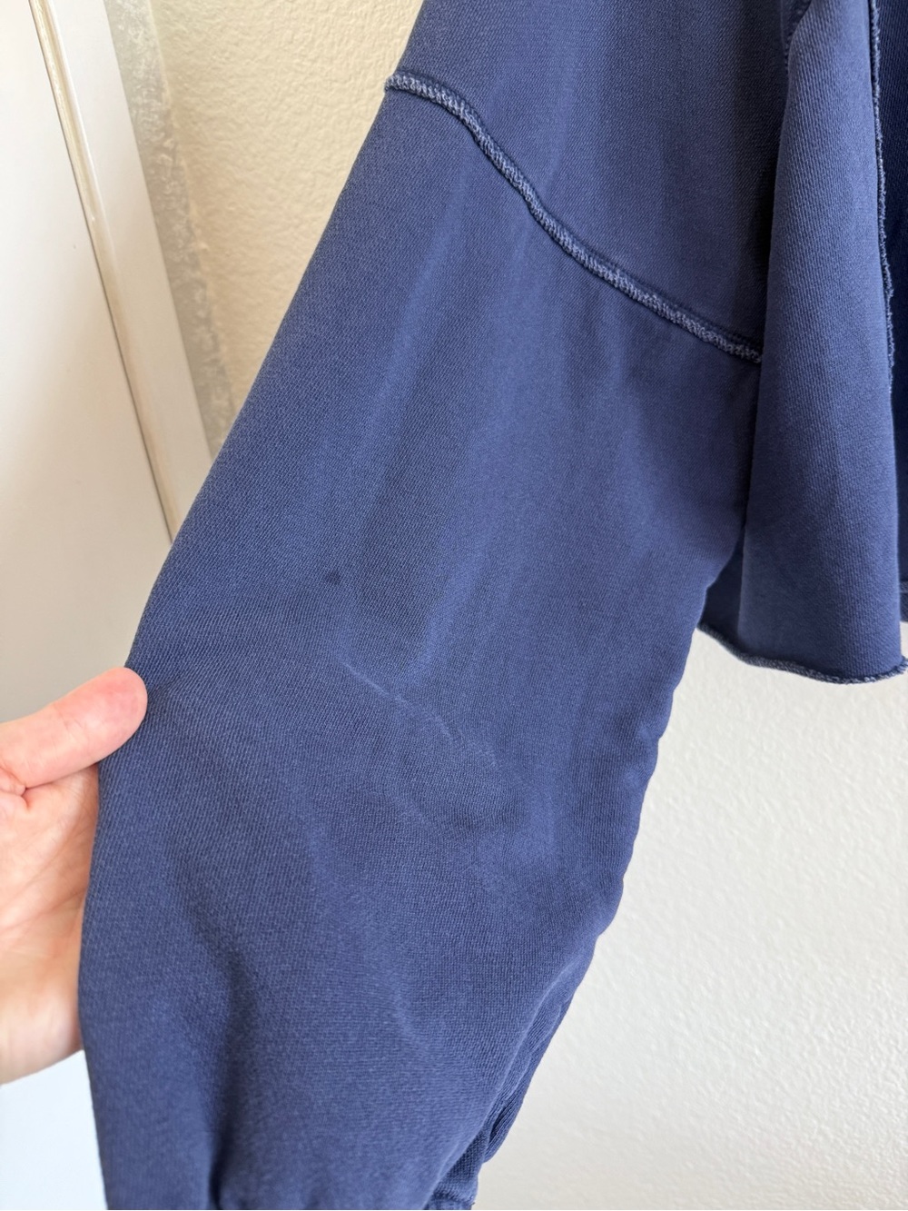 aerie Navy Ribbed Funnel Neck Sweatshirt - Picture 4 of 10